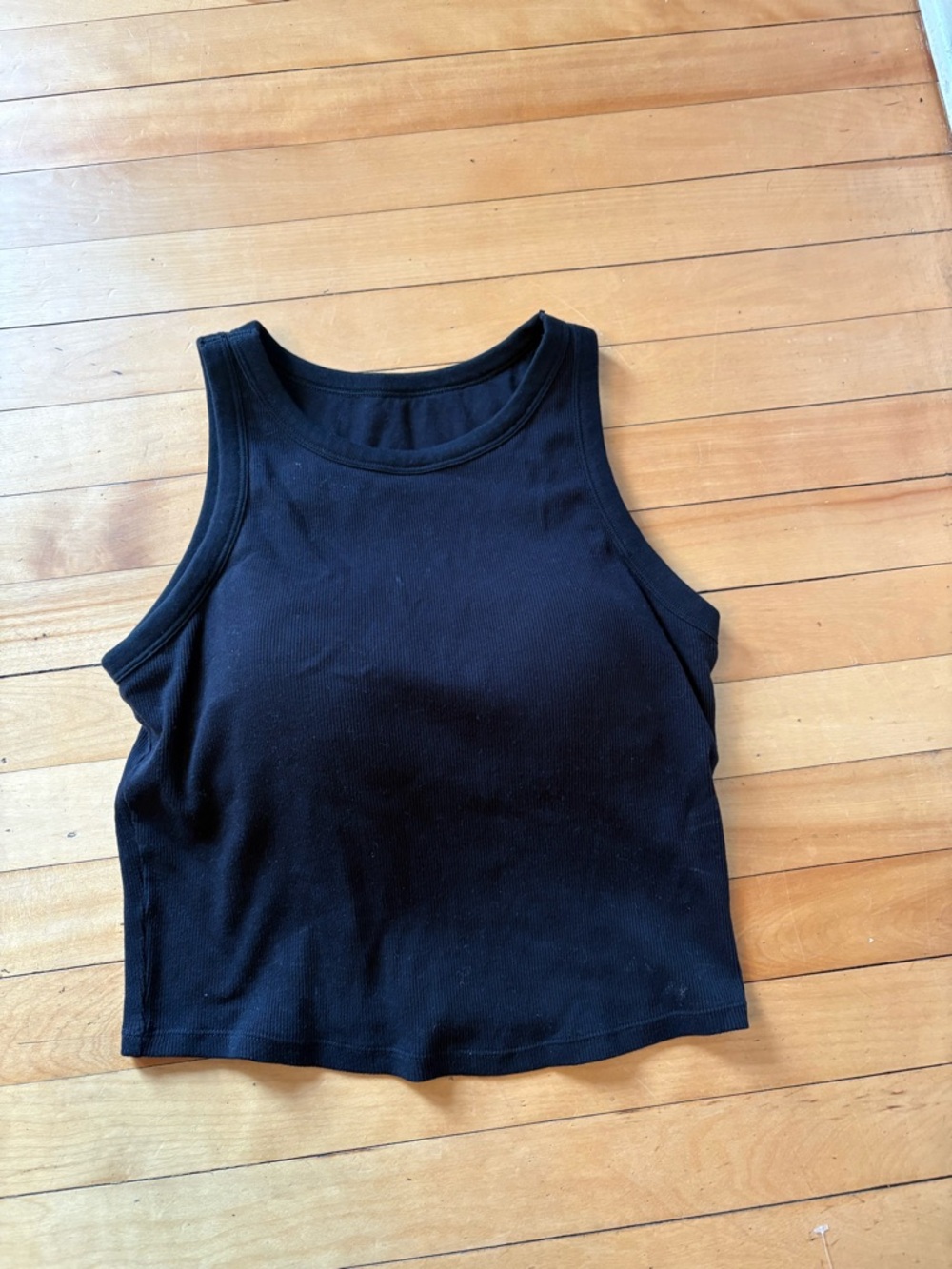 Uniqlo Black Ribbed Cropped Bra Tank